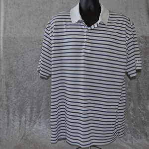 PGA TOUR GOLF BLUE & WHITE STRIPED POLO